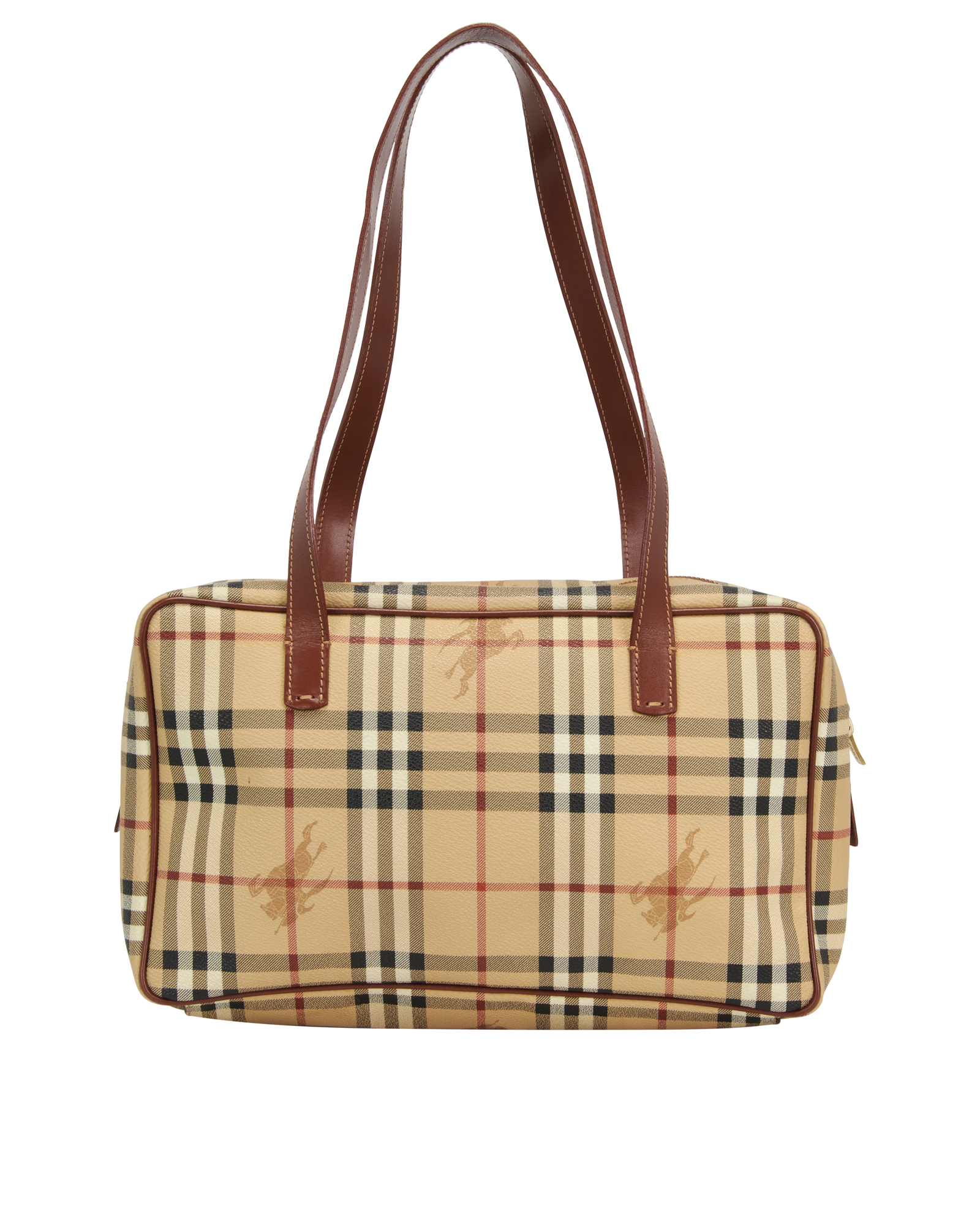 Haymarket Check Tote, &pound;350, Handbags, Brown, Canvas/Leather, Back view